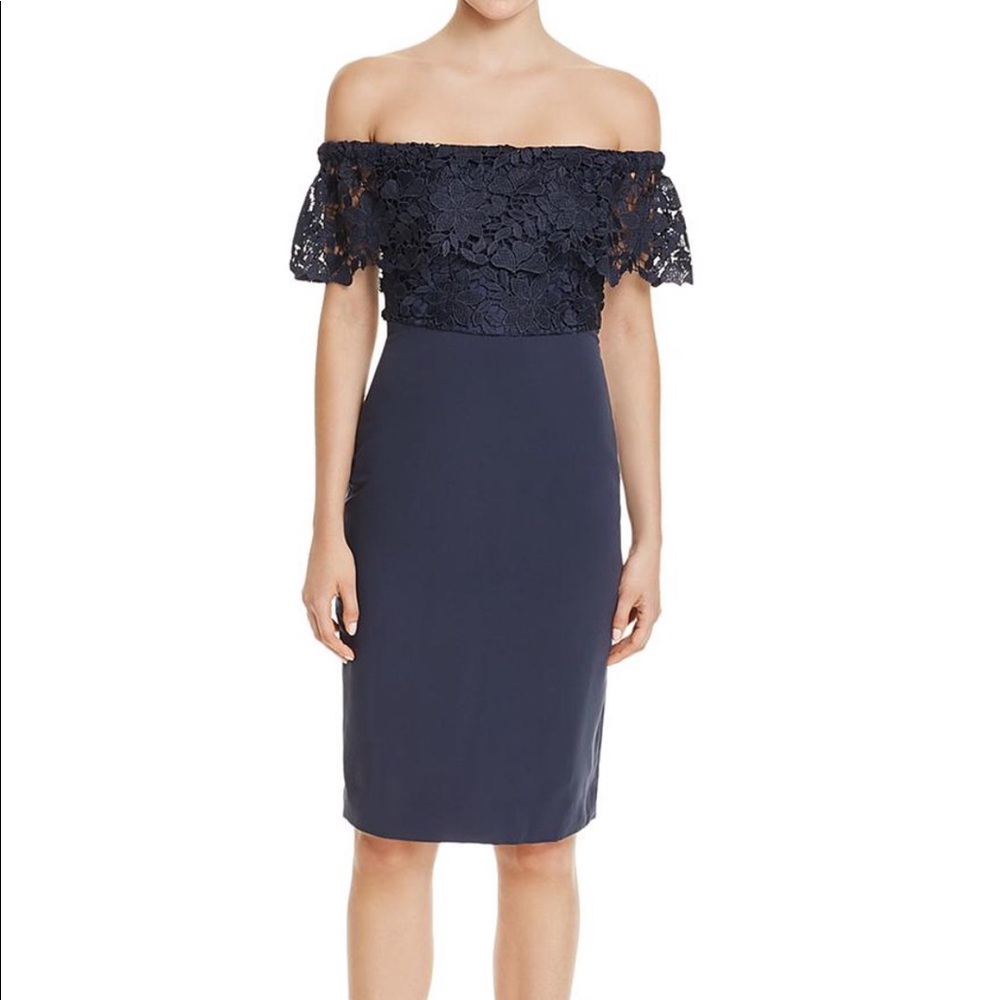 StyleStalker Navy Off the Shoulder Dress